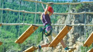 Young girl on aerial park